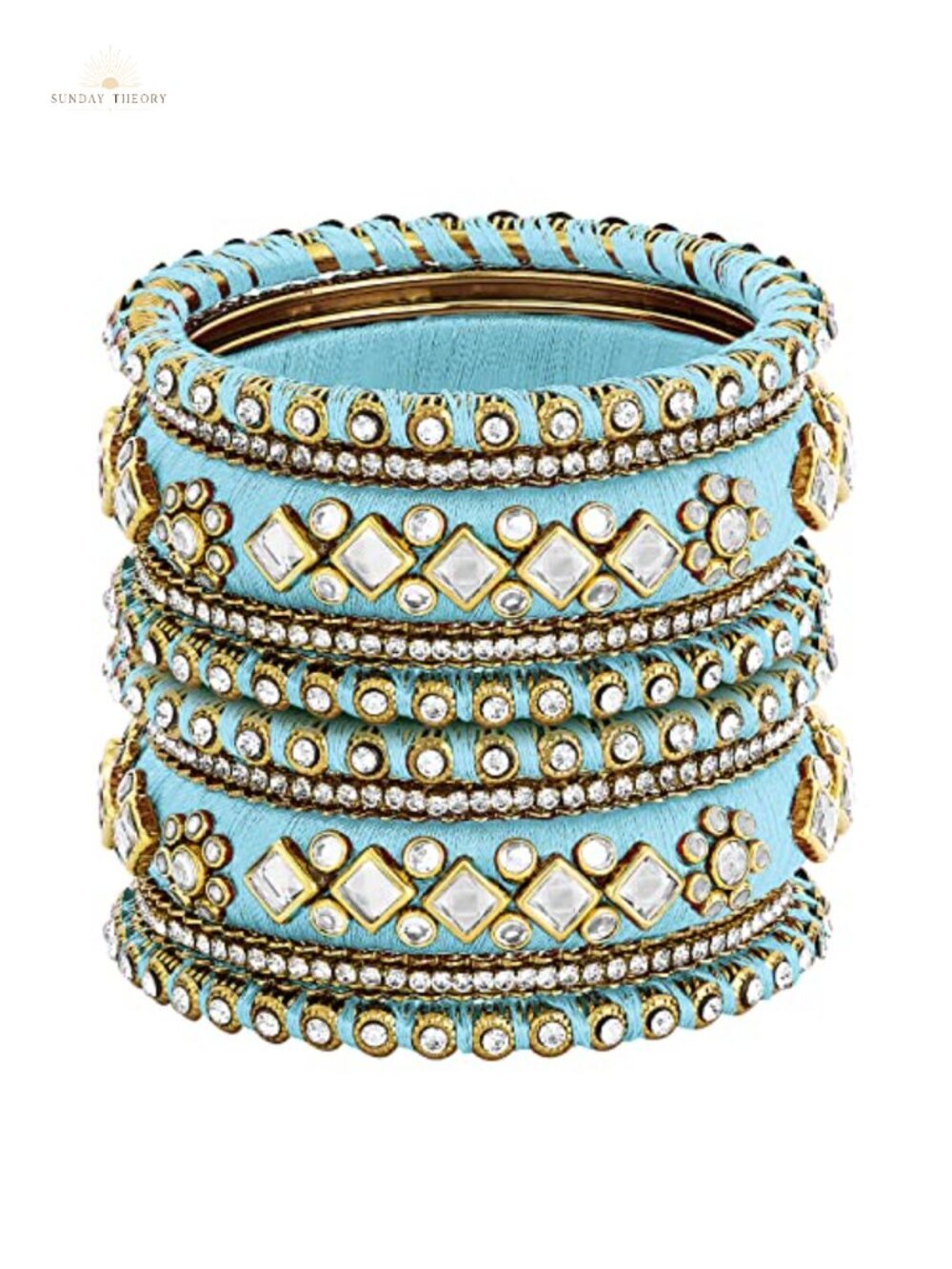Handmade Silk Thread Faux Stone Studded Bangle Set Indian Wedding Jewelry Women